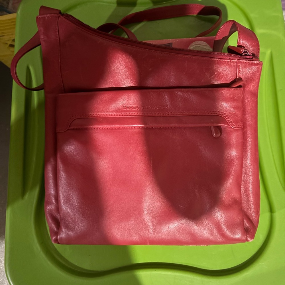 Leather Crossbody Bag in Red